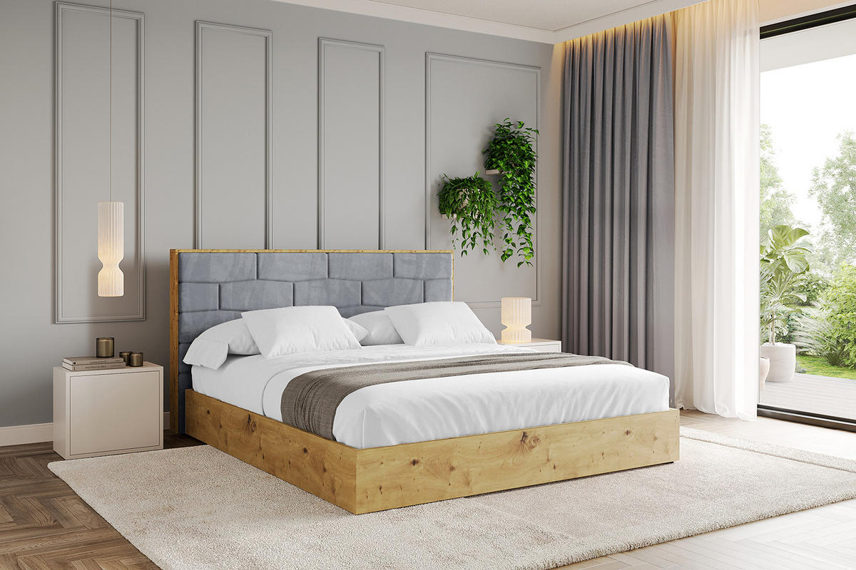 POLSTERBETT mit Bettkasten und Lattenrost, Boxbett ohne Matratze - ENZO8 140x200 Grau - Grau, Holzwerkstoff/Textil (140/200cm) - ALTDECOR