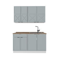 SINGLEKÜCHE Fame-Line Hellblau-grau/Weiß 140 cm, AP Eiche - Blaugrau/Weiß, Holzwerkstoff (140/81.6/60cm) - Vicco