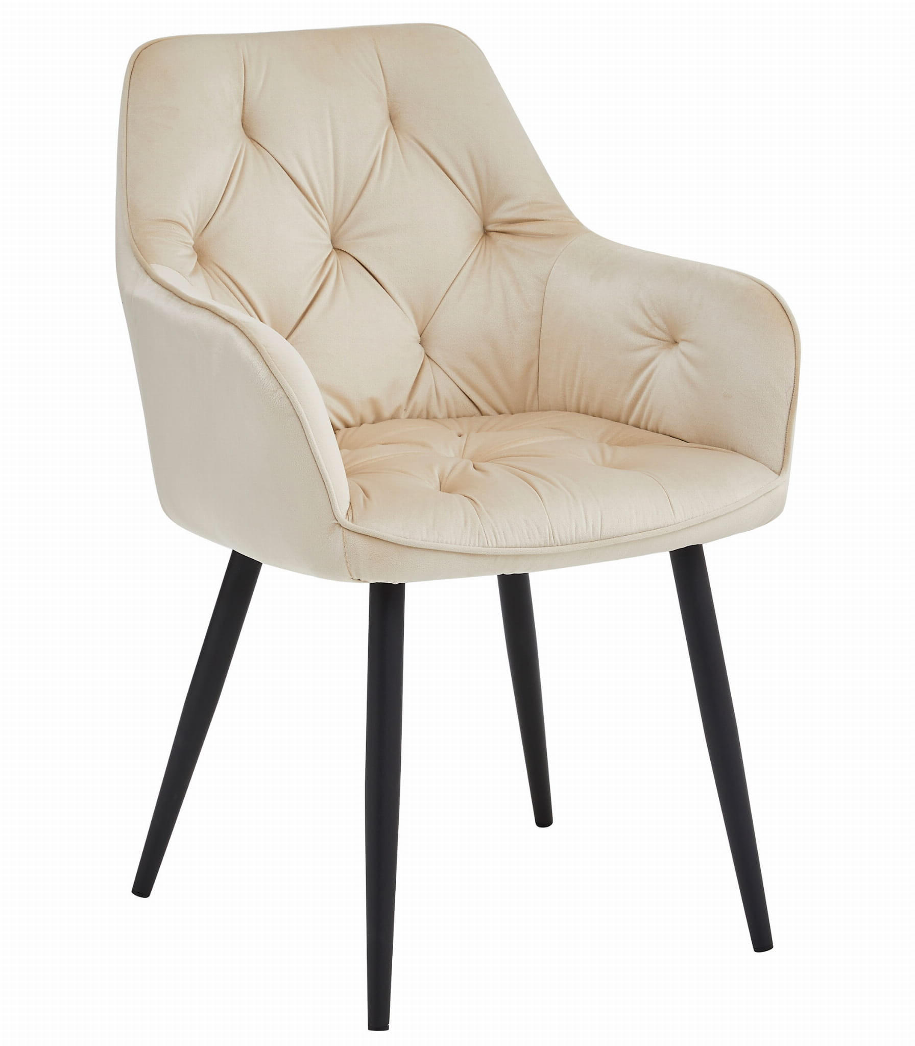 STUHL IRGOLI 1 Stück, Beige, Schwarz, mit Samtstoff gepolstert - Beige, Textil/Metall (56/84/62cm) - Komodee