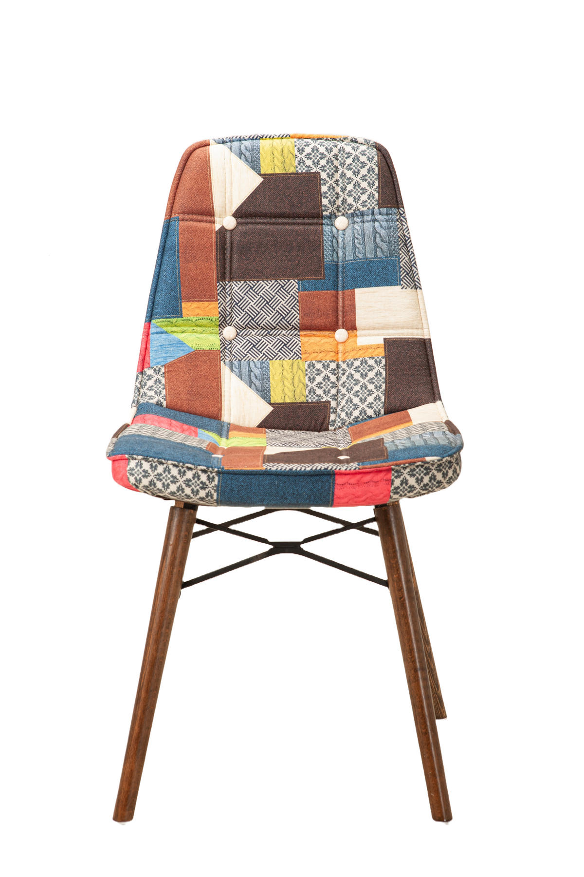 STUHL DENVER mit Holzbeinen - Blau/Multicolor, Holz/Textil (46/85/46cm) - Stuhlmann