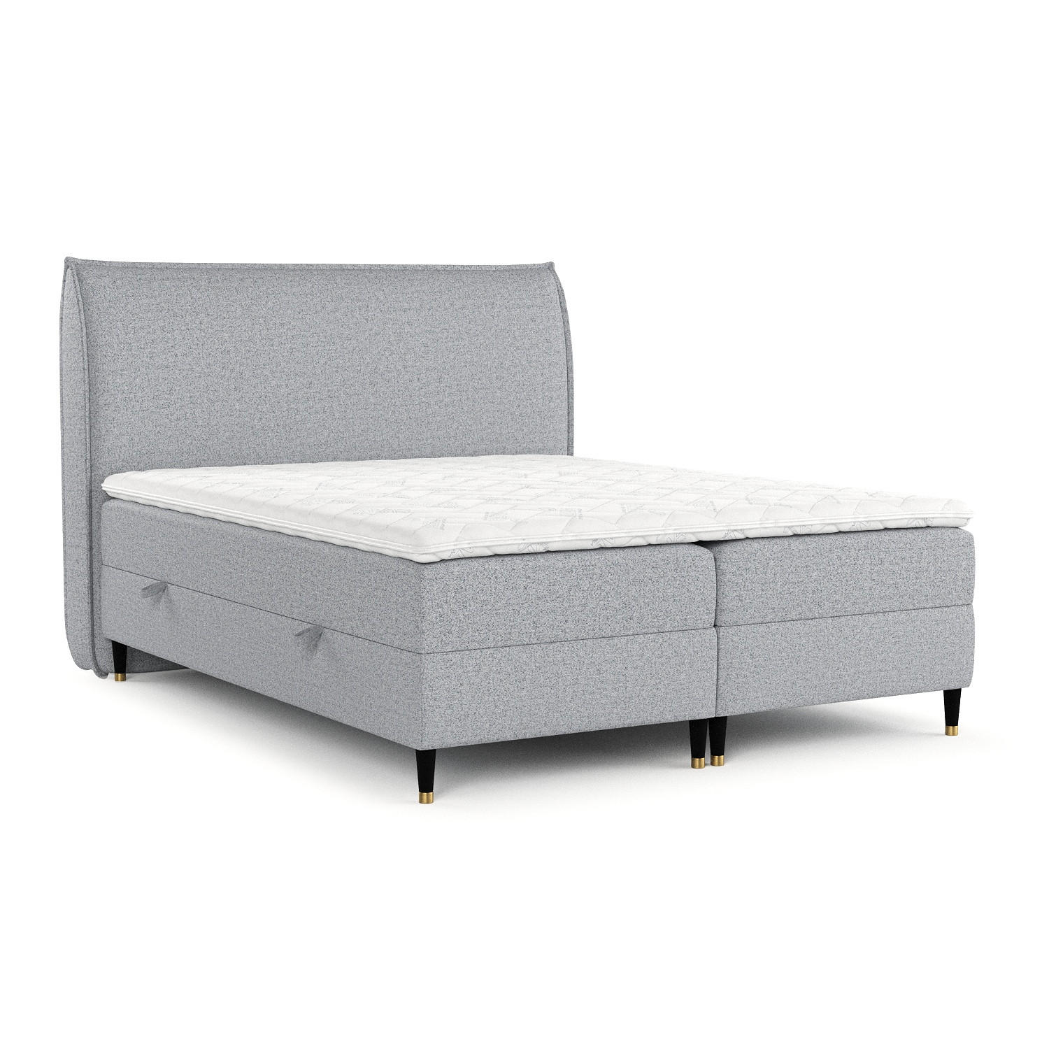 BOXBETT Melba Grau 140/200 cm mit Taschenmatratze und Kokosmatte - Schwarz/Grau, Holz/Holzwerkstoff (140/200cm) - Maison de Reve