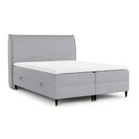 BOXBETT Melba Grau 180/200 cm mit Bonellmatratze - Schwarz/Grau, Holz/Holzwerkstoff (180/200cm) - Maison de Reve