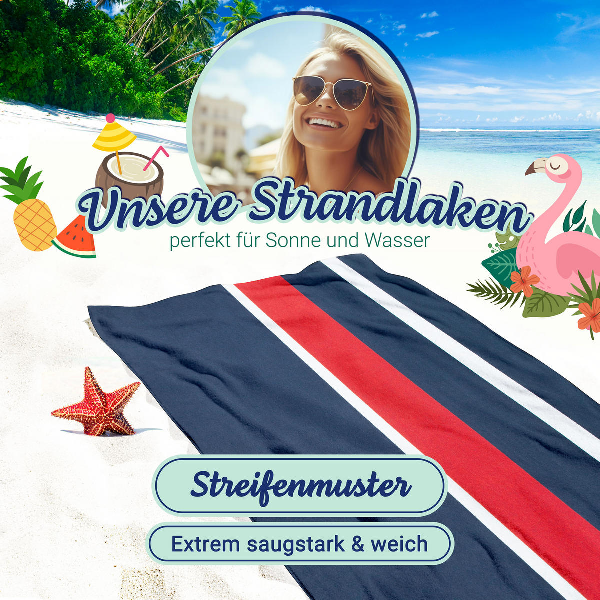 STRANDTUCH, 100x200 cm, 100% Baumwolle, bunt - Multicolor, Textil (100/200cm) - Zollner
