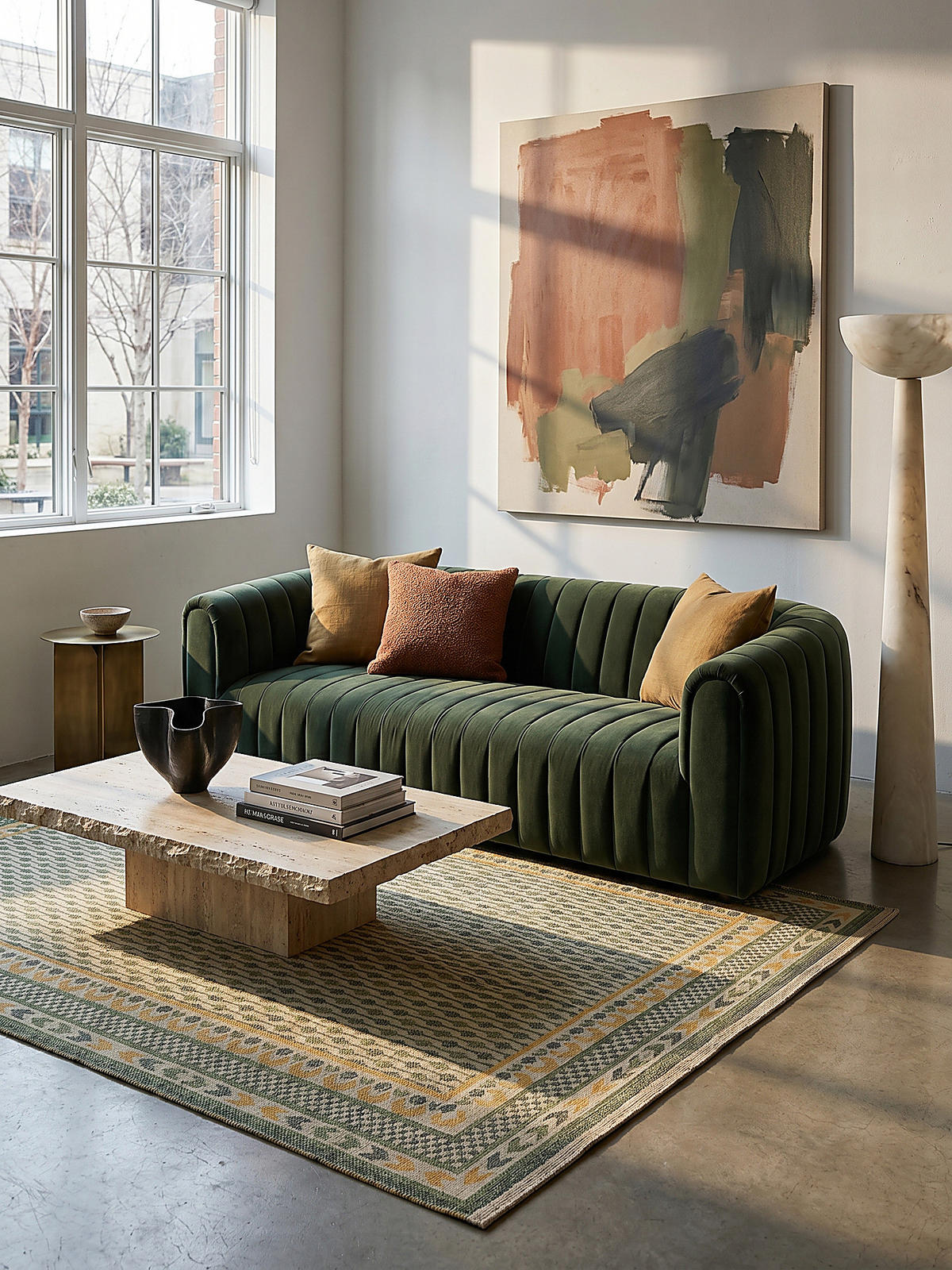 JUTETEPPICH CAM, im Boho-Stil, Grün-Gelb, 120 x 170 cm - Grün, Textil (120/170cm) - KADIMA DESIGN