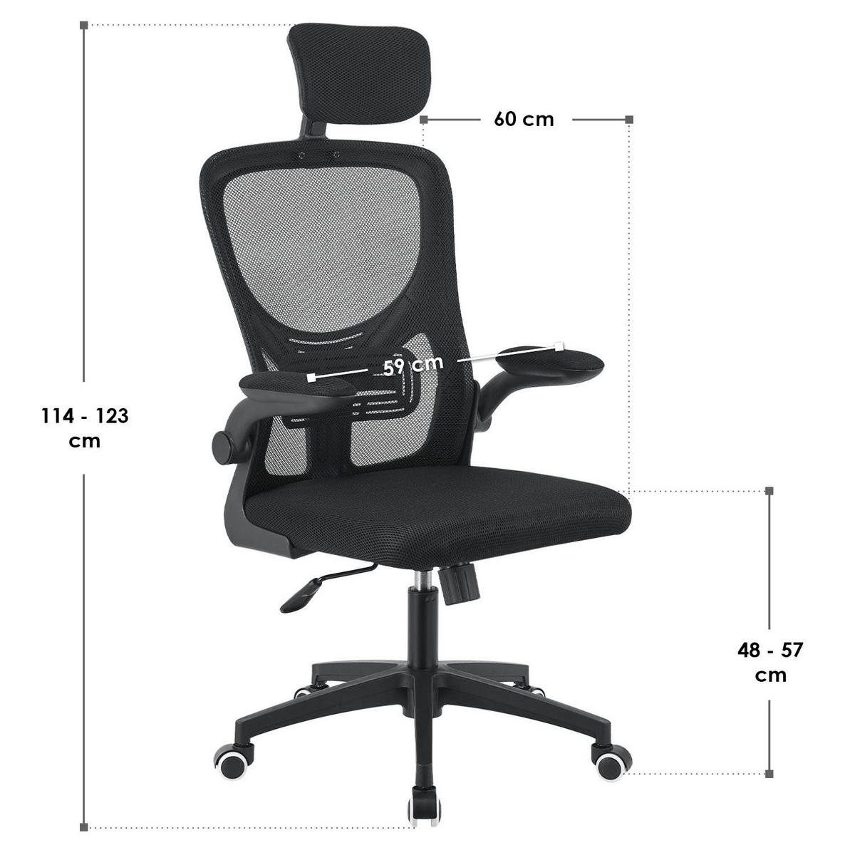 BÜROSTUHL Baltimore Schwarz - Schwarz, Kunststoff (59/123/60cm) - Juskys