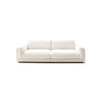 BIG SOFA RAINA Cremeweiß Cord - Creme/Schwarz, Kunststoff/Textil (294/85/150cm) - KAWOLA