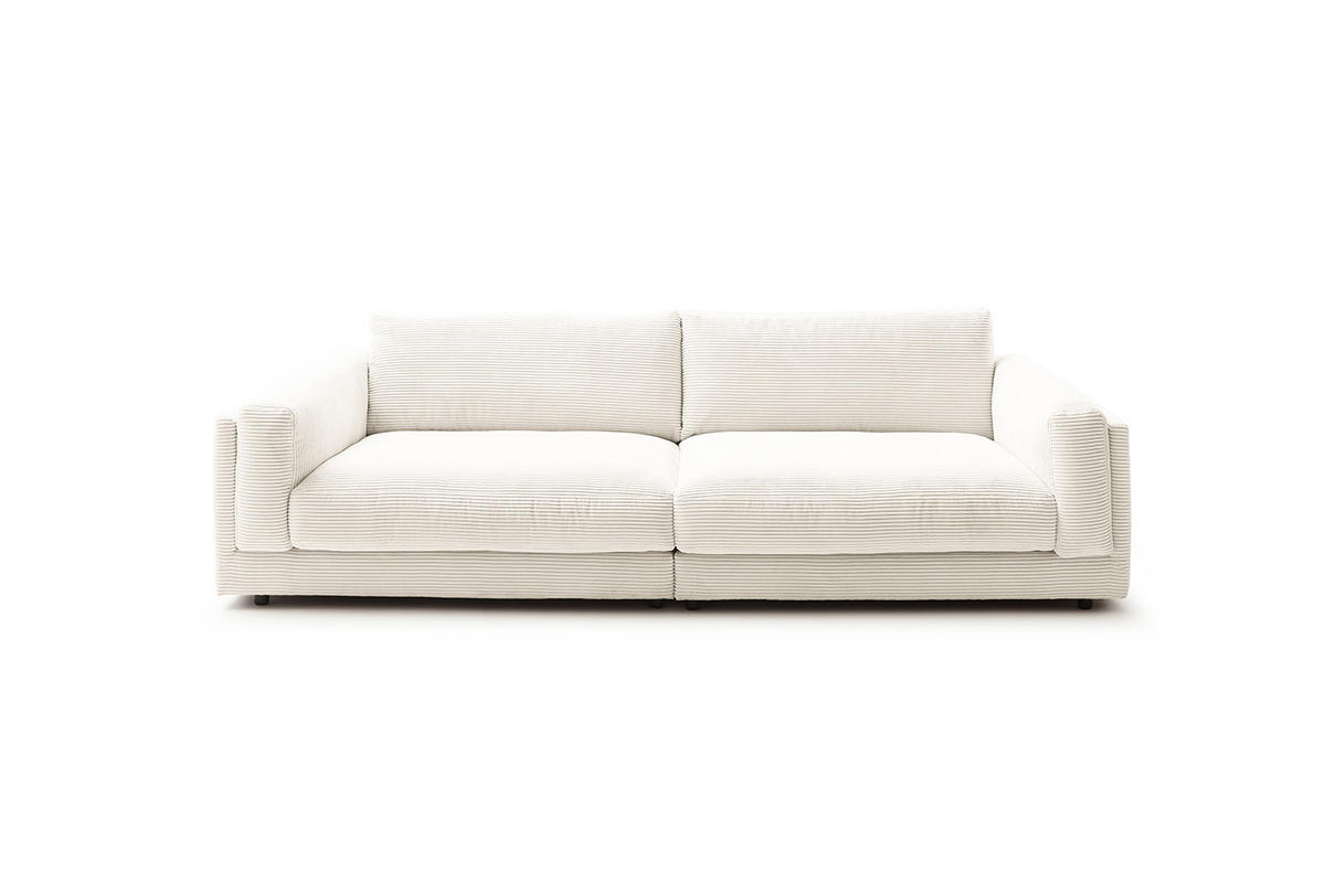 BIG SOFA RAINA Cremeweiß Cord - Creme/Schwarz, Kunststoff/Textil (294/85/150cm) - KAWOLA
