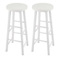 BARHOCKER 2er-Set mit Fußstütze Weiß MDF/Metall - Weiß, Metall (30/71/30.1cm) - Meubliv