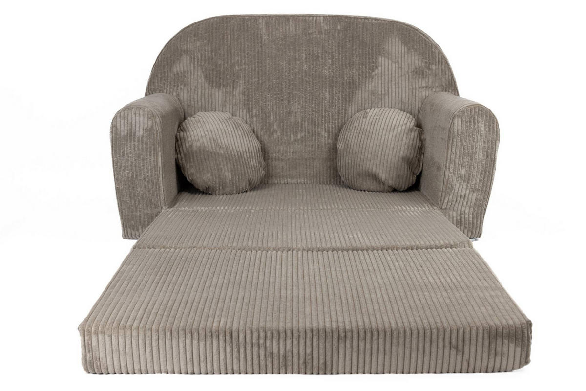 KINDERSOFA MIT VERLÄNGERUNG aus Kuschel-Cord in Braun - Braun, Textil (100/60/50cm) - Fortisline