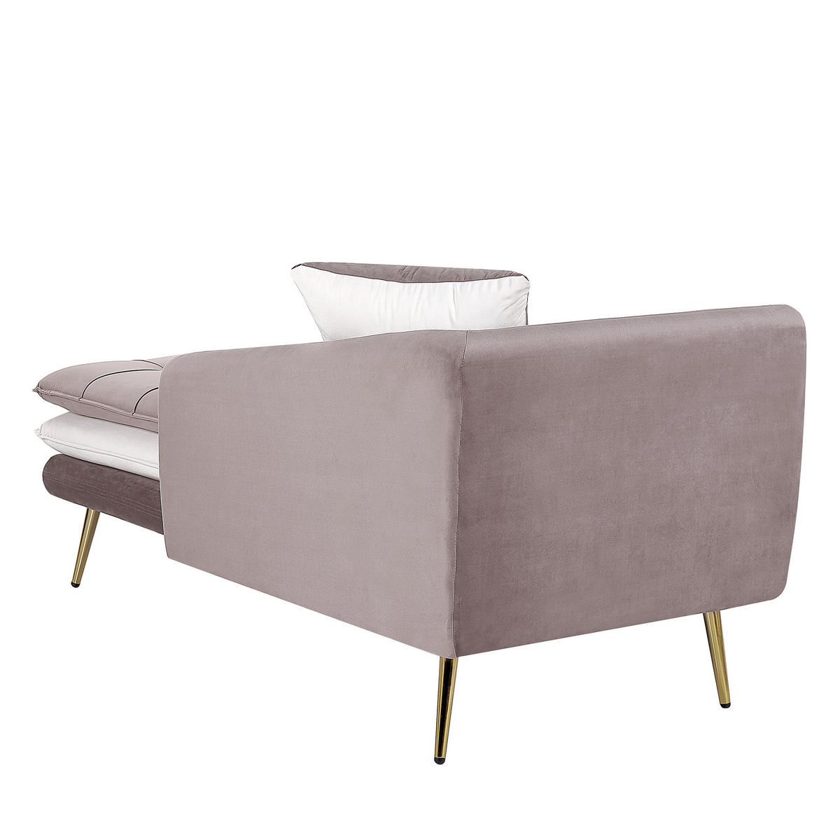 CHAISELONGUE Samtstoff hellbraun/weiß linksseitig Gonesse - Goldfarben/Weiß, Textil (164/72/77cm) - Beliani