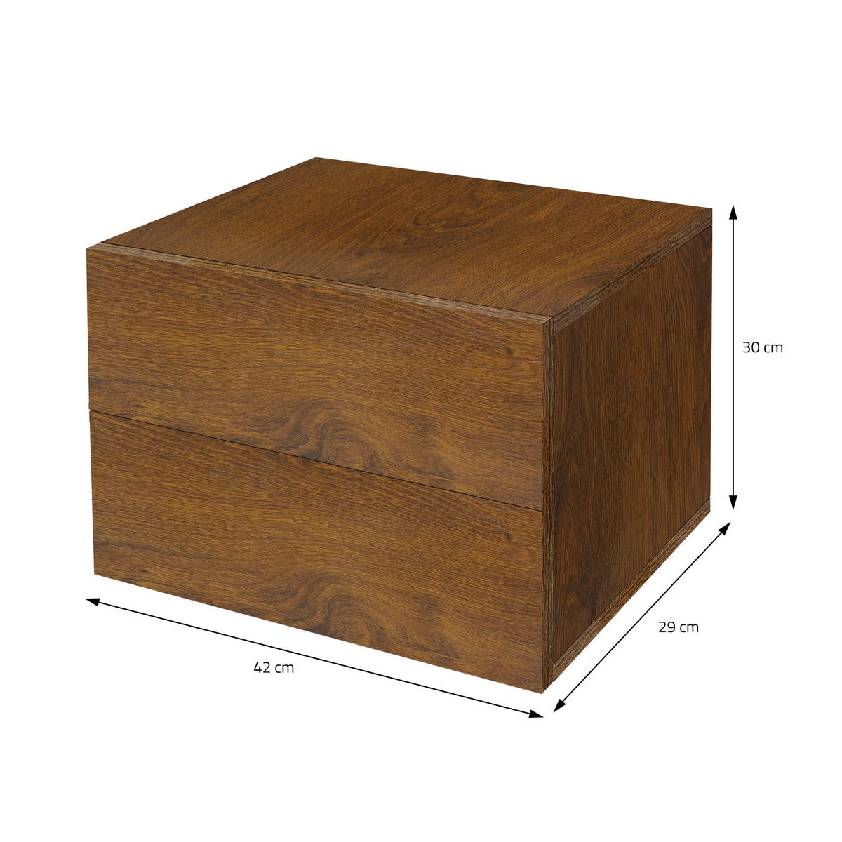 NACHTTISCH rechteckig Braun 42/29/30 cm - Braun, Holzwerkstoff (29/42/30cm) - ML-DESIGN