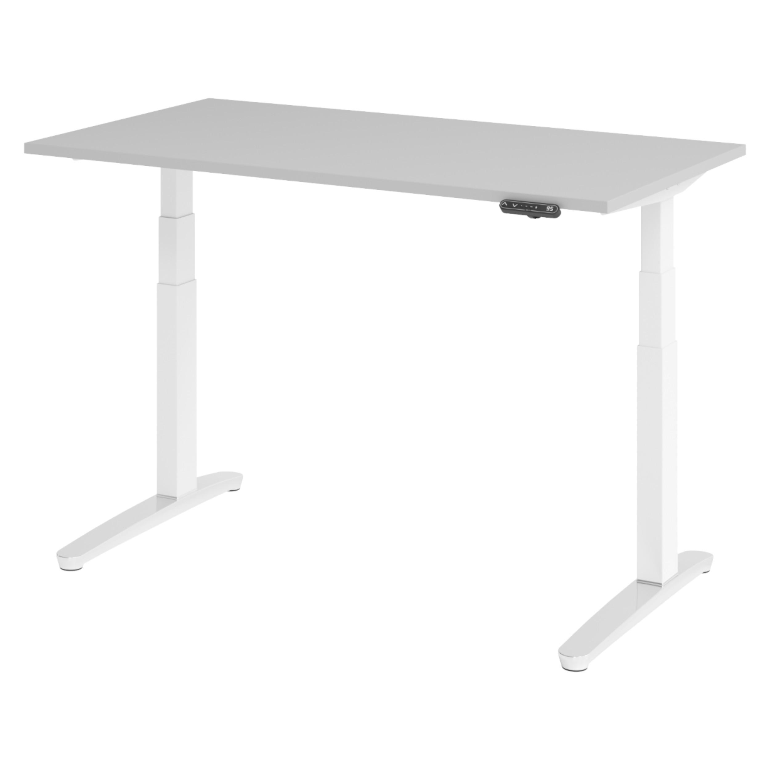 SCHREIBTISCH elektrisch XBHM 80/140/74 cm in Grau/Weiß/Alu poliert - Silberfarben/Weiß, Holzwerkstoff (80/140/74cm) - bümö