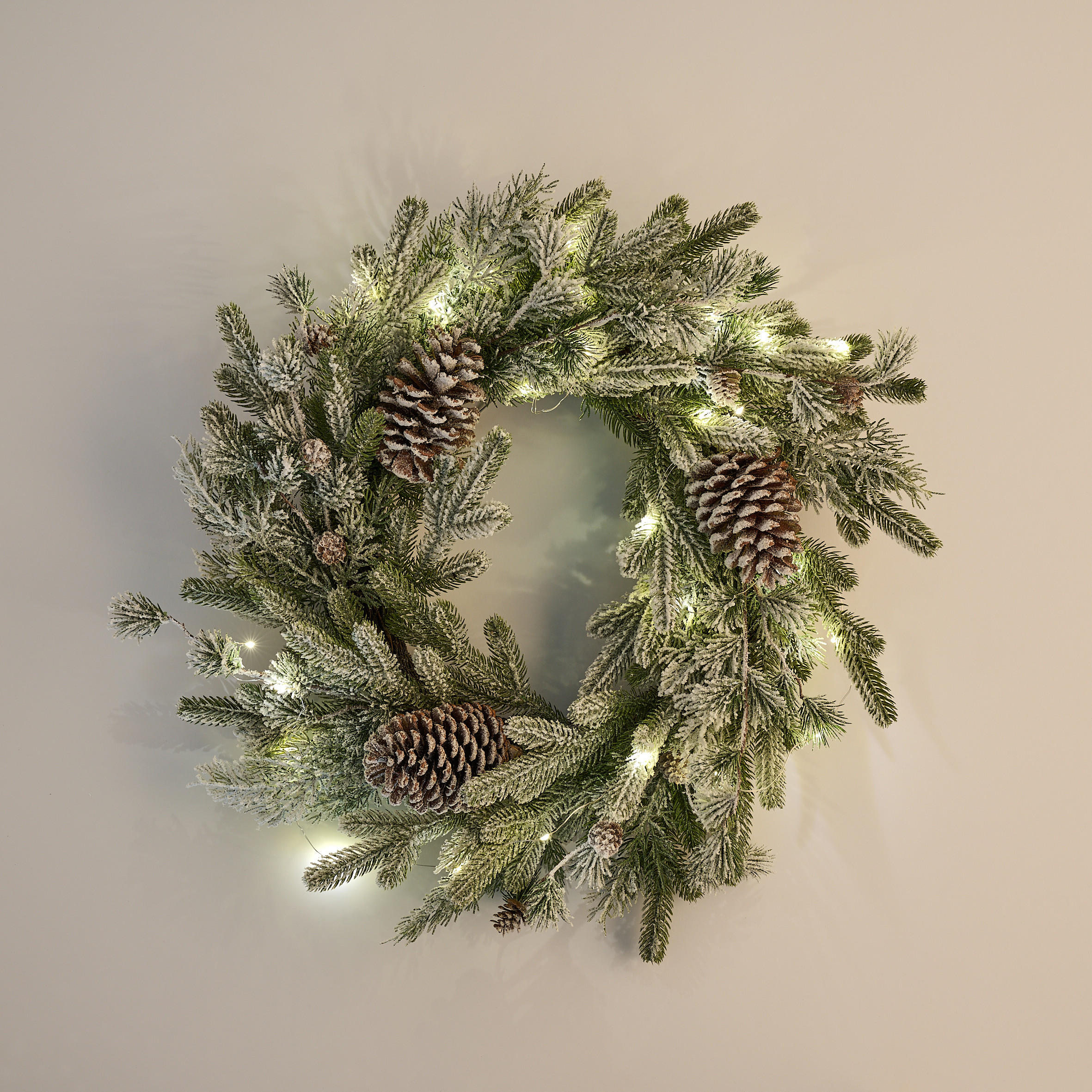 WEIHNACHTSKRANZ LED Rovice, 55x55x12 cm - Hellgrün, Kunststoff (55/12/55cm) - home&you