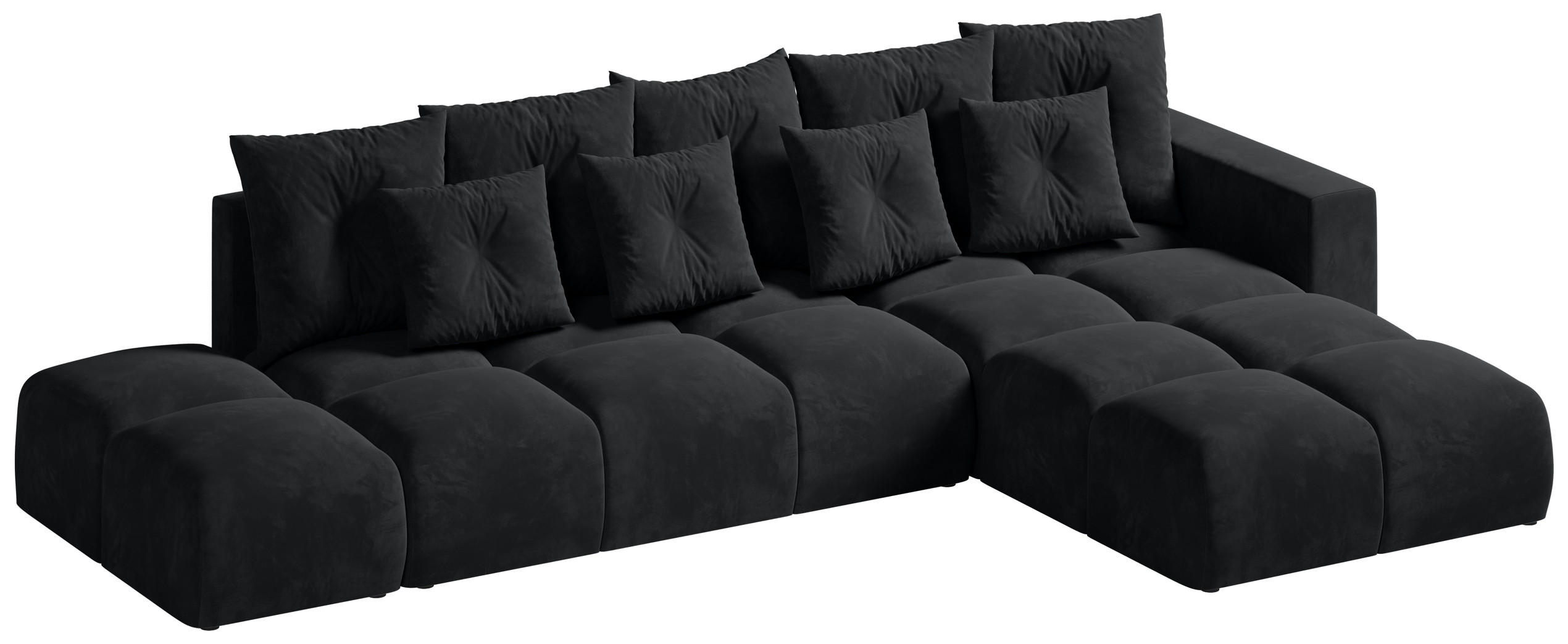 ECKSOFA mit Schlaffunktion RAMIRO Schwarz - Graphitfarben, Textil (325/185cm)