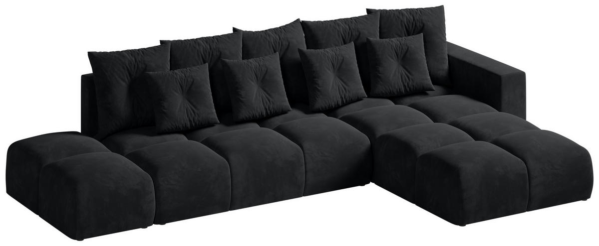ECKSOFA mit Schlaffunktion RAMIRO Schwarz - Graphitfarben, Textil (325/185cm)