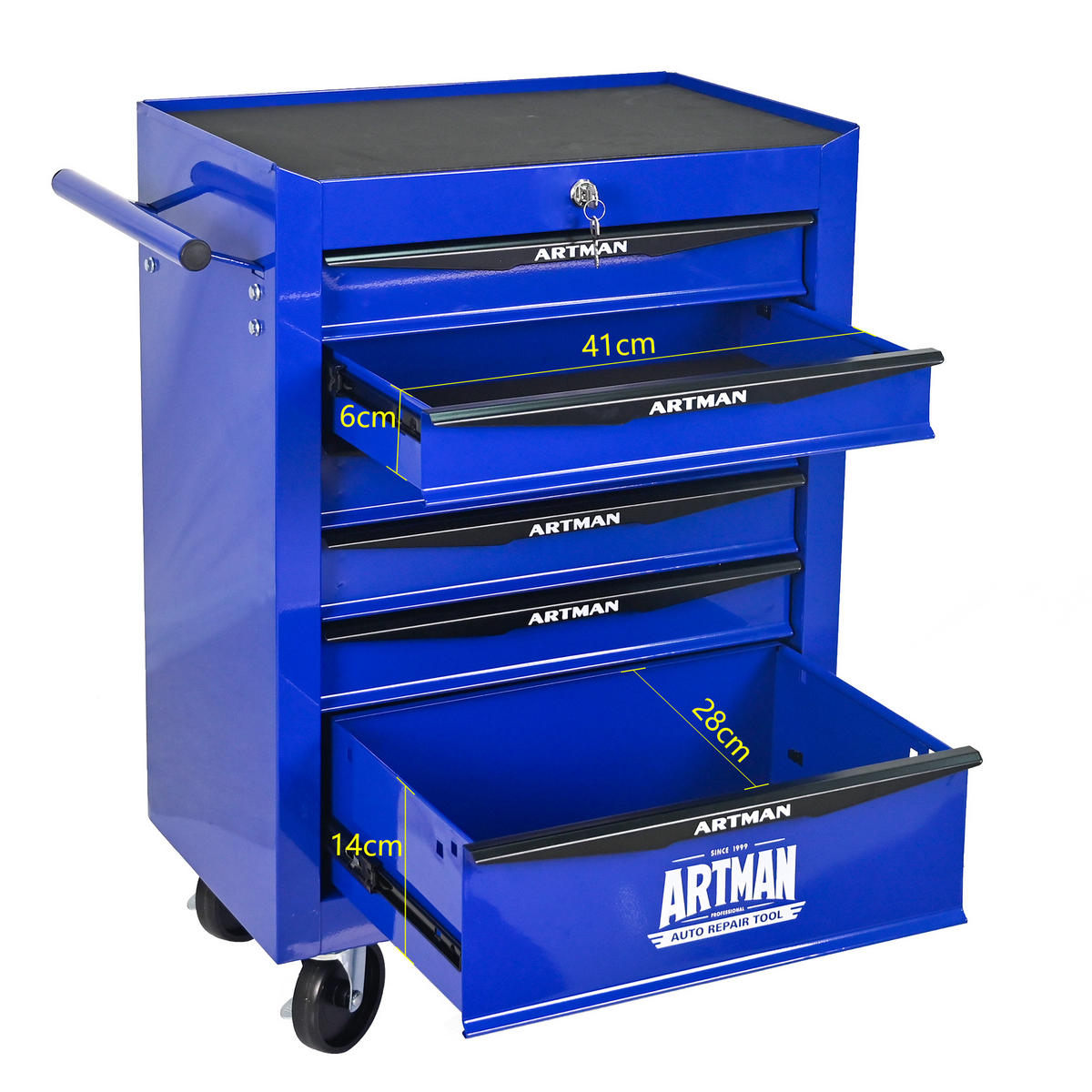 KOMBINATIONSKOFFER – 6 Schubladen, 508 mm (20 Zoll), mit 6 Schubladen, Farbgebung in Schwarz und Blau. - Multicolor, Metall (33/77.5/60cm) - DCA