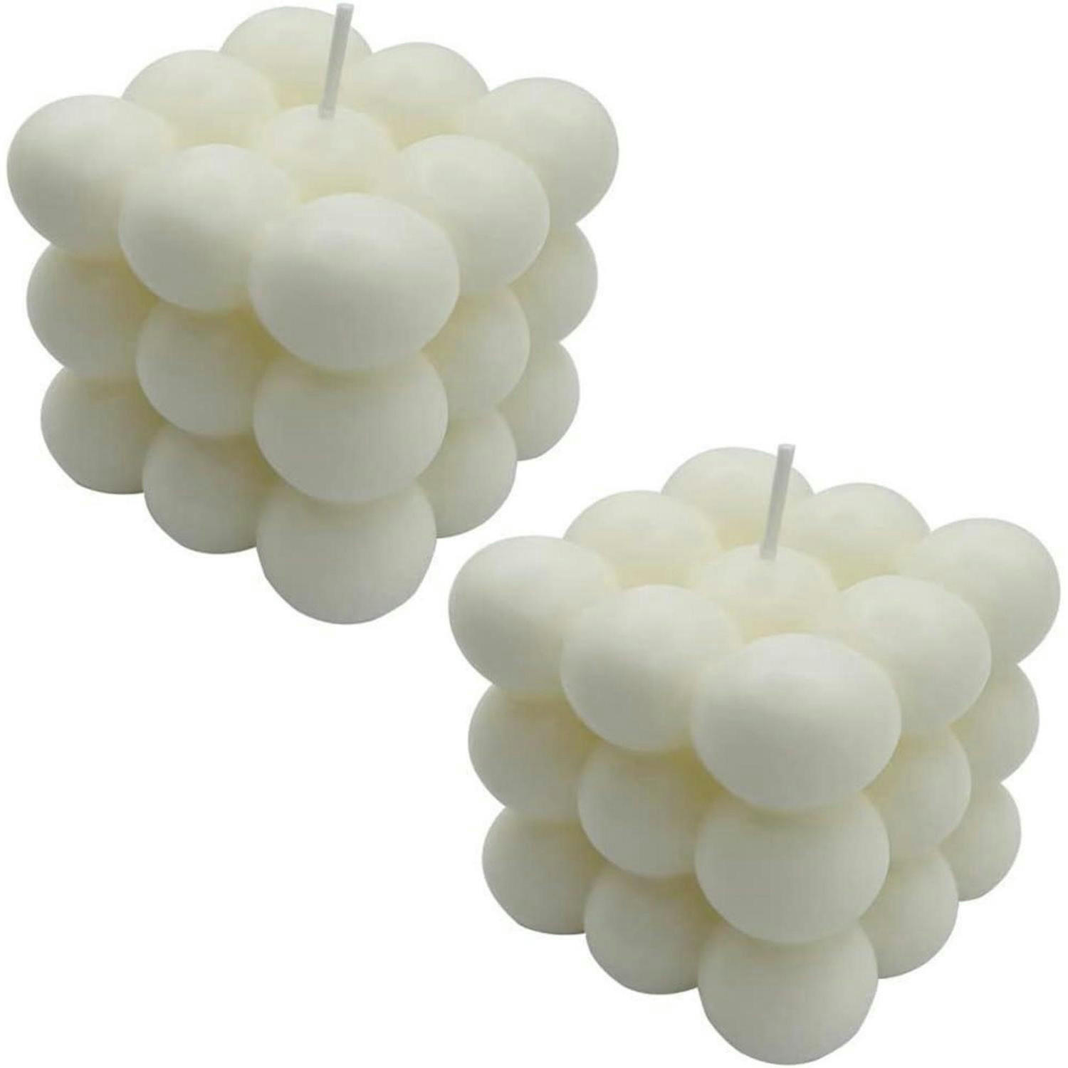 KERZE 2-teiliges Set Bubble Sojawachs Weiß - Weiß, Paraffin (6cm)