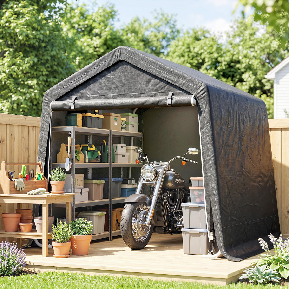 CARPORT Dunkelgrau 1 Stück - Dunkelgrau, Kunststoff/Metall (240/240/280cm) - GiPP