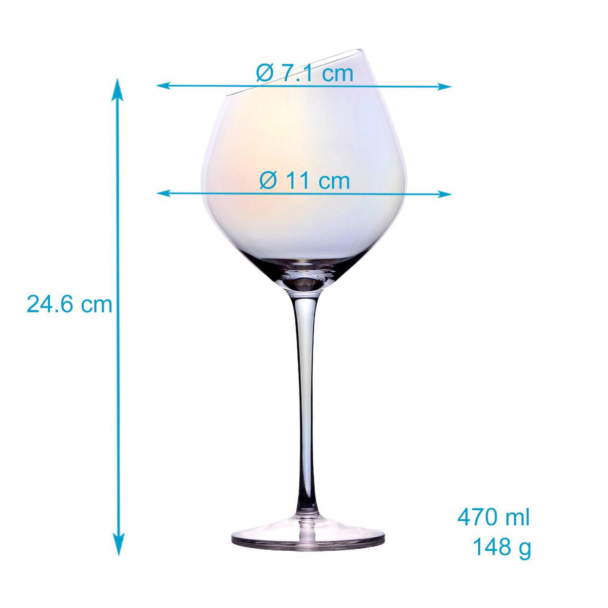 WEIN GLAS SET moderne Kante Regenbogen Schimmer 470 ml (2er-Set) - Transparent, Glas (0.47L) - Intirilife