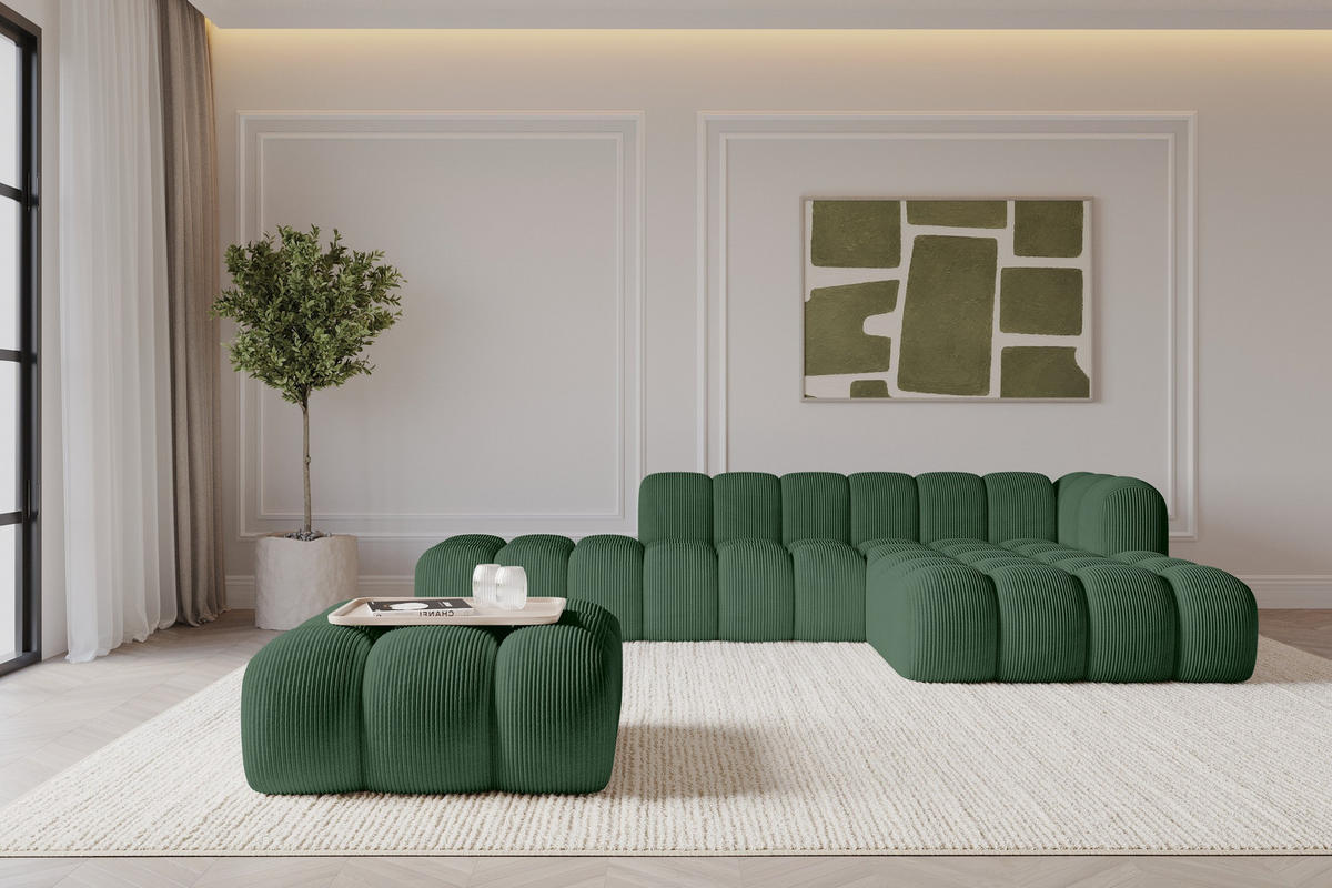 TABURET OLEA-PUF 91x87x44 cm Zelená Manšestr - černá/zelená barva, kompozitní dřevo/textil (91/44/87cm) - ALTDECOR