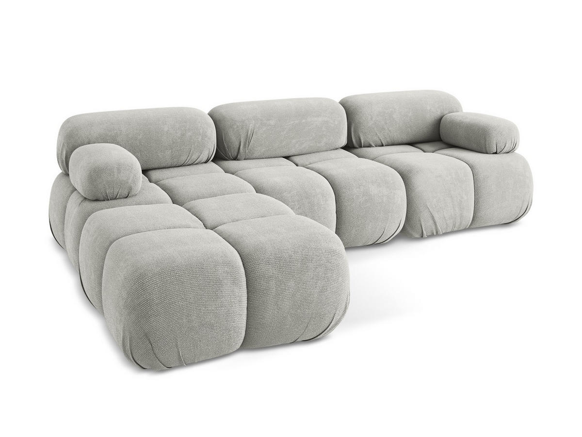 ECKSOFA Beidseitig Chenille Stoff Grau - Hellgrau/Schwarz, Kunststoff/Textil (285/191cm) - Makamii