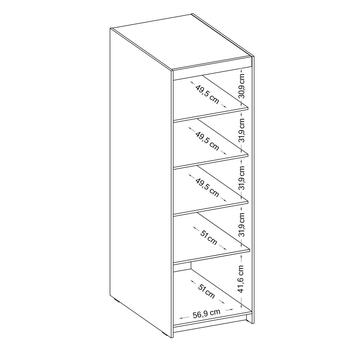 KLEIDERSCHRANK Storicos Eiche Lefkas 59,9/190,5/53 cm - 1T3S Modern mit Schubladen - Braun, Holzwerkstoff/Kunststoff (59.9/190.5/53cm) - AX Living