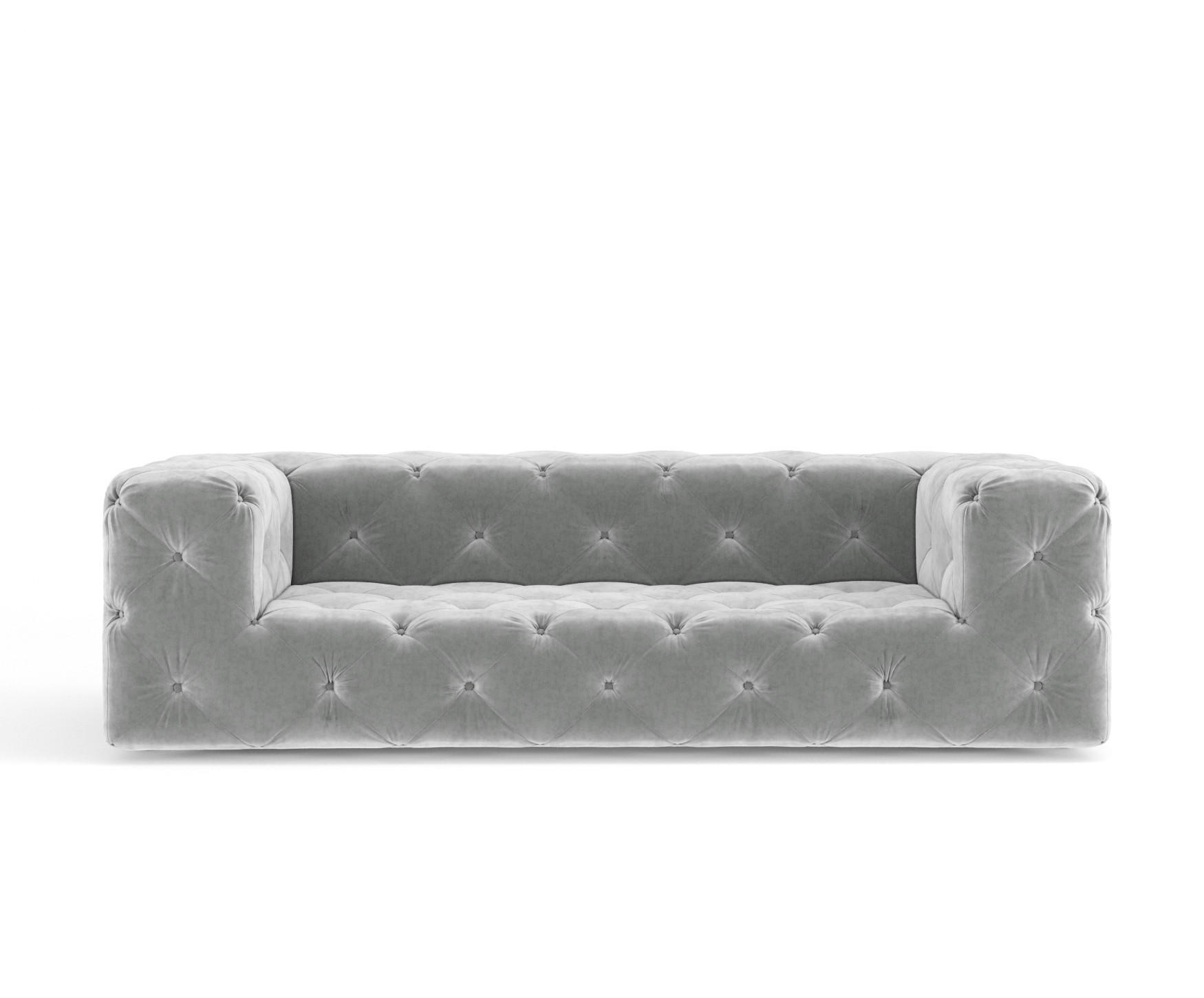 3-SITZER-SOFA Cosimo Hellgrau Samtstoff - Hellgrau/Schwarz, Holz/Holzwerkstoff (230/71/100cm) - Maison de Reve