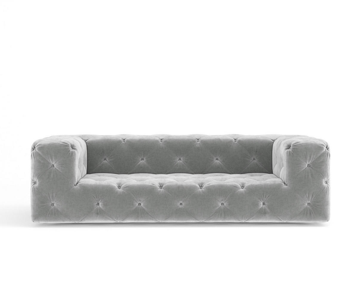 3-SITZER-SOFA Cosimo Hellgrau Samtstoff - Hellgrau/Schwarz, Holz/Holzwerkstoff (230/71/100cm) - Maison de Reve