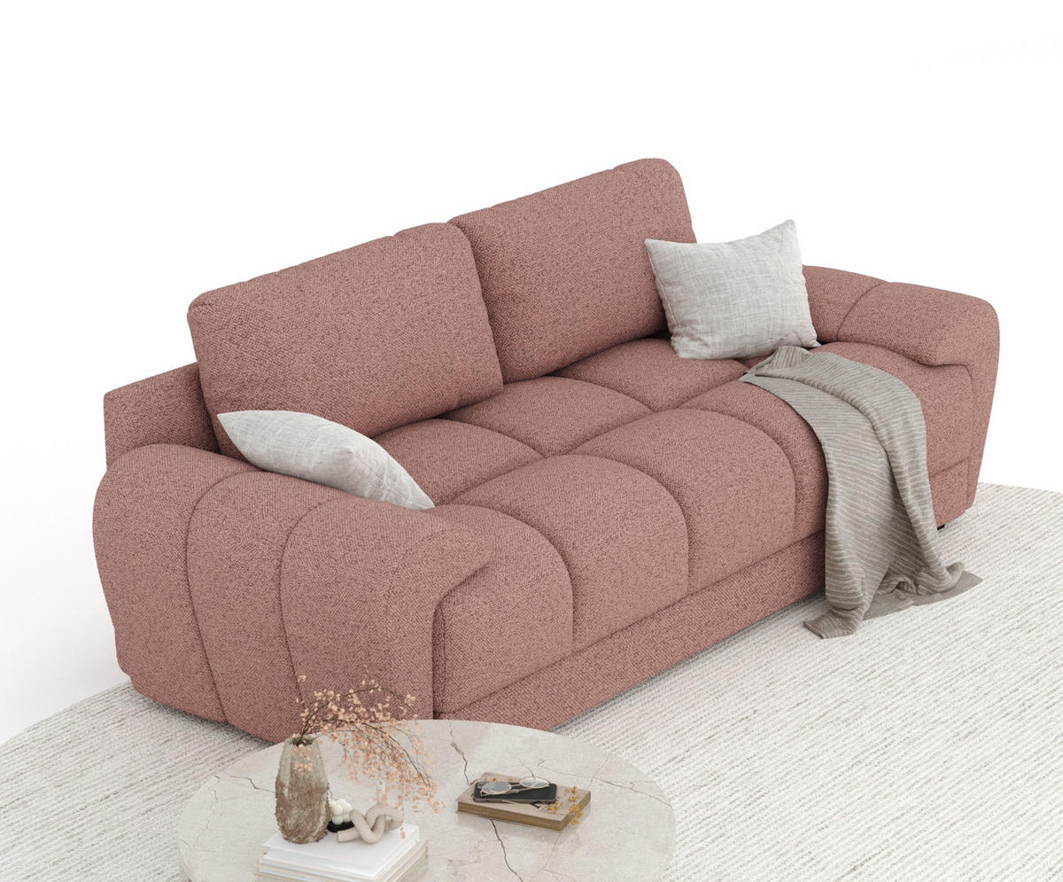 3-SITZER SOFA Peebles Rosa Webstoff - Pink/Schwarz, Holz/Holzwerkstoff (244/90/101cm) - Maison de Reve