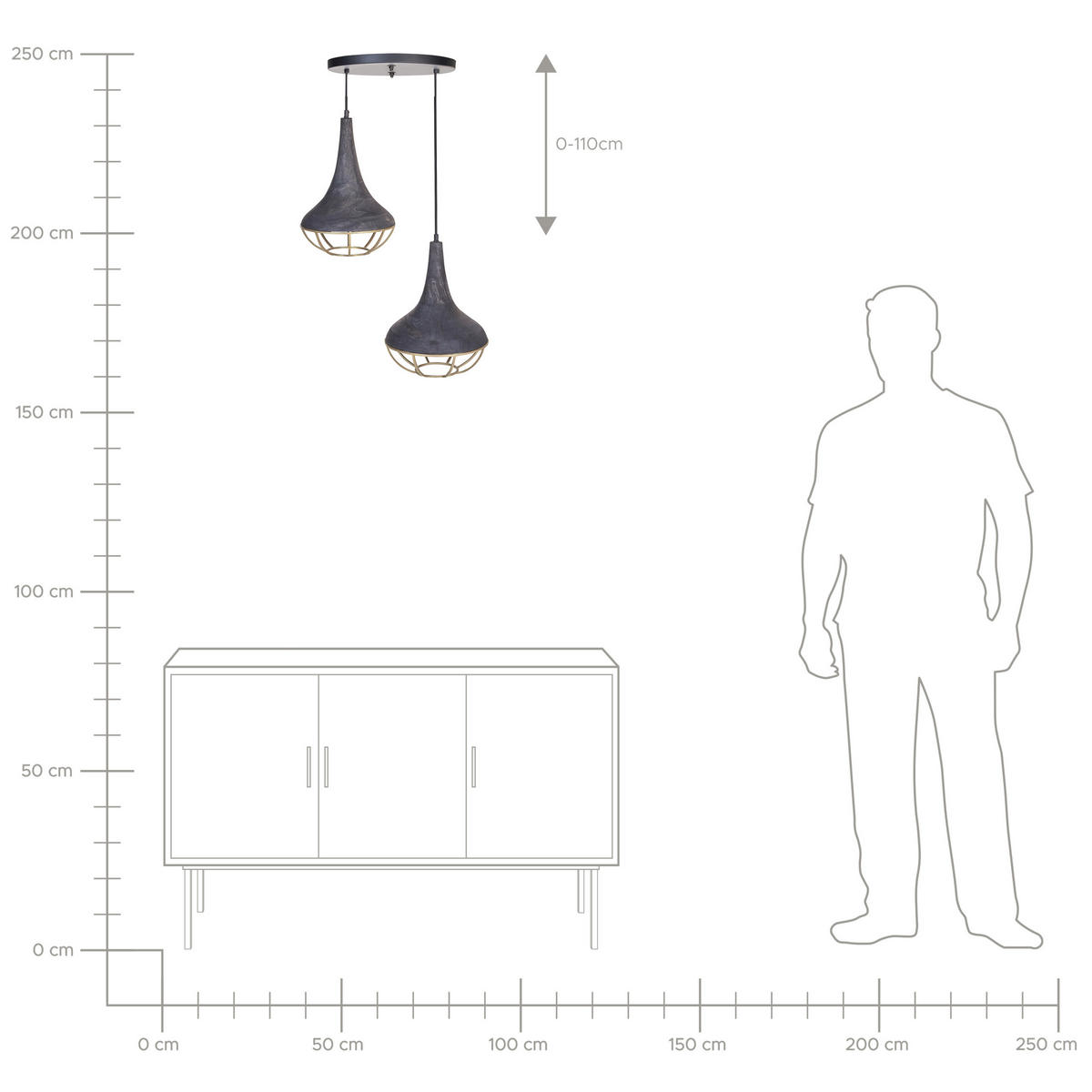 HÄNGELEUCHTE Bagmati 36/36/150 cm - Schwarz, Holz (36/36/150cm) - Beliani