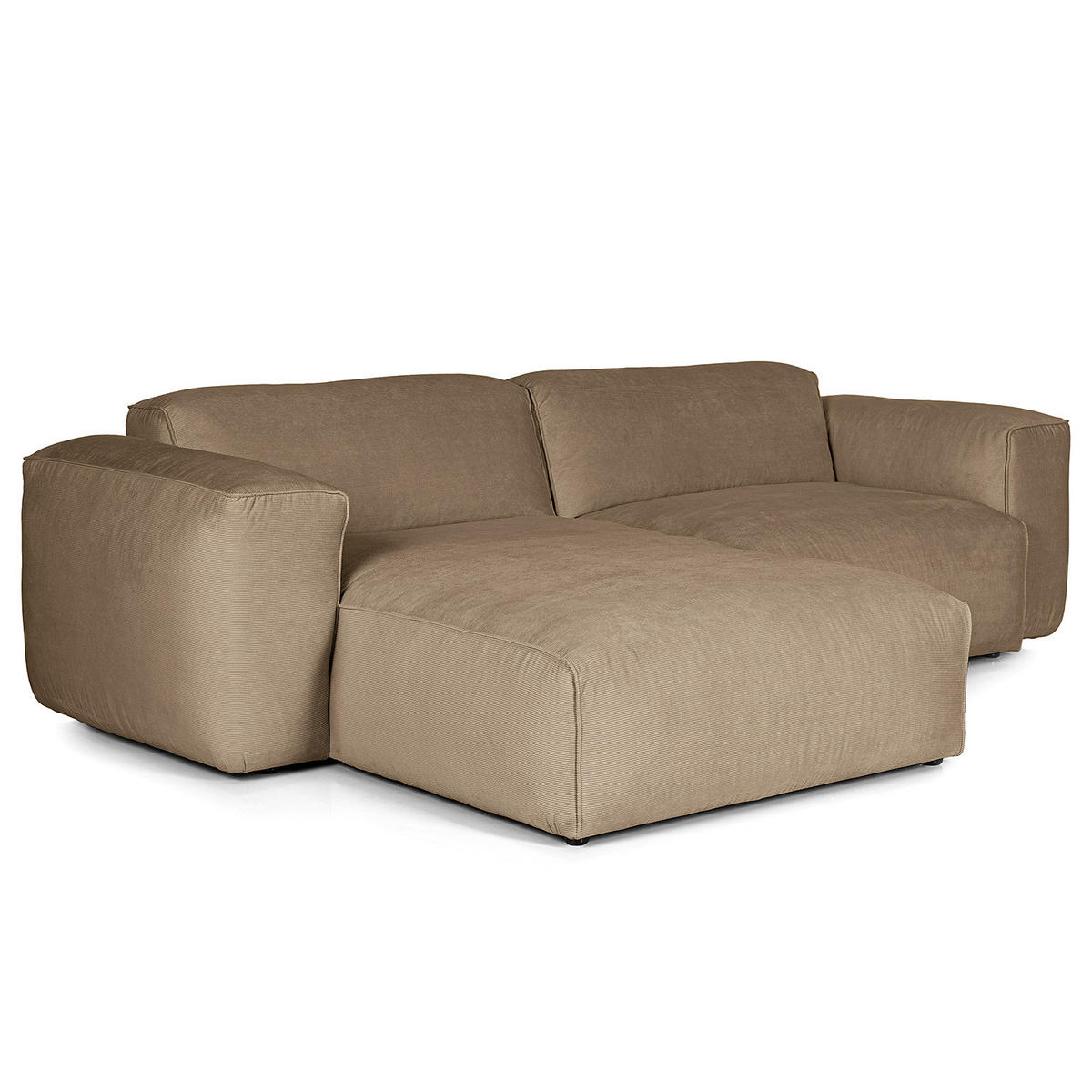 1,5-SITZER ECKSOFA mit Longchair - Taupe/Schwarz, Kunststoff/Textil (260/173cm) - home24