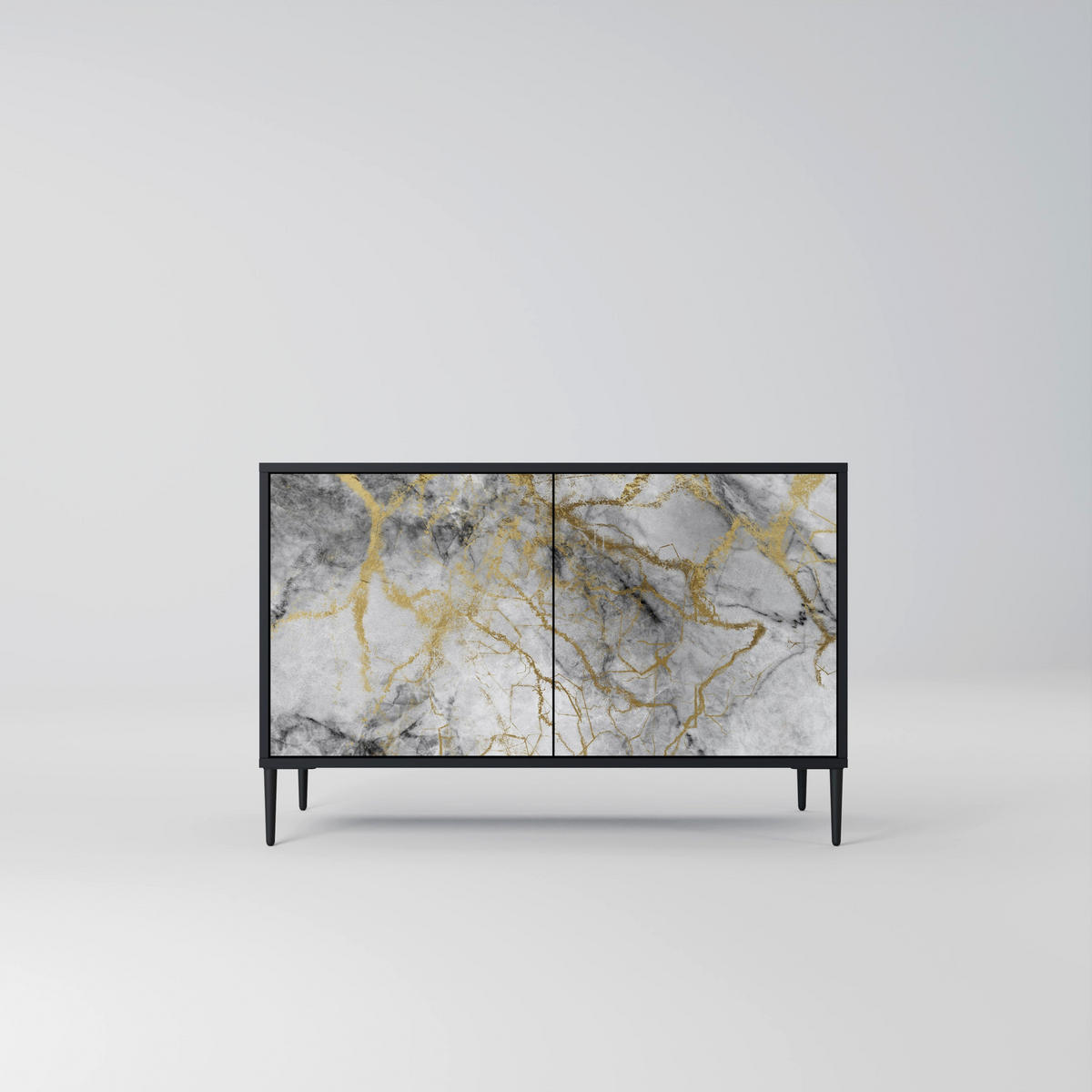 SIDEBOARD TIMELESS GLIDE, Eicheneffekt, 111x42x77,5 cm, 2 Türen - Eichefarben/Buchefarben, Holzwerkstoff/Buchenholz (111/77.5/42cm) - SpaceRebels