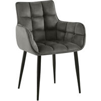 ARMLEHNENSTUHL Samt Anthrazit - Anthrazit/Schwarz, Textil/Metall (62/87/59cm) - CLP