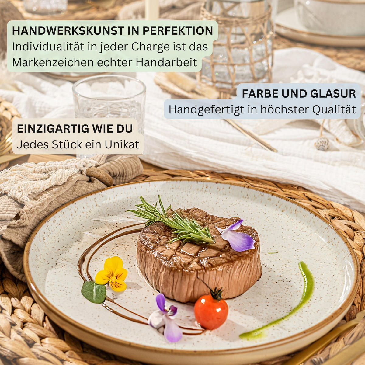 SPEISETELLER SET RIO - 4 teilig aus Steingut - Multicolor, Keramik (13cm) - Sänger