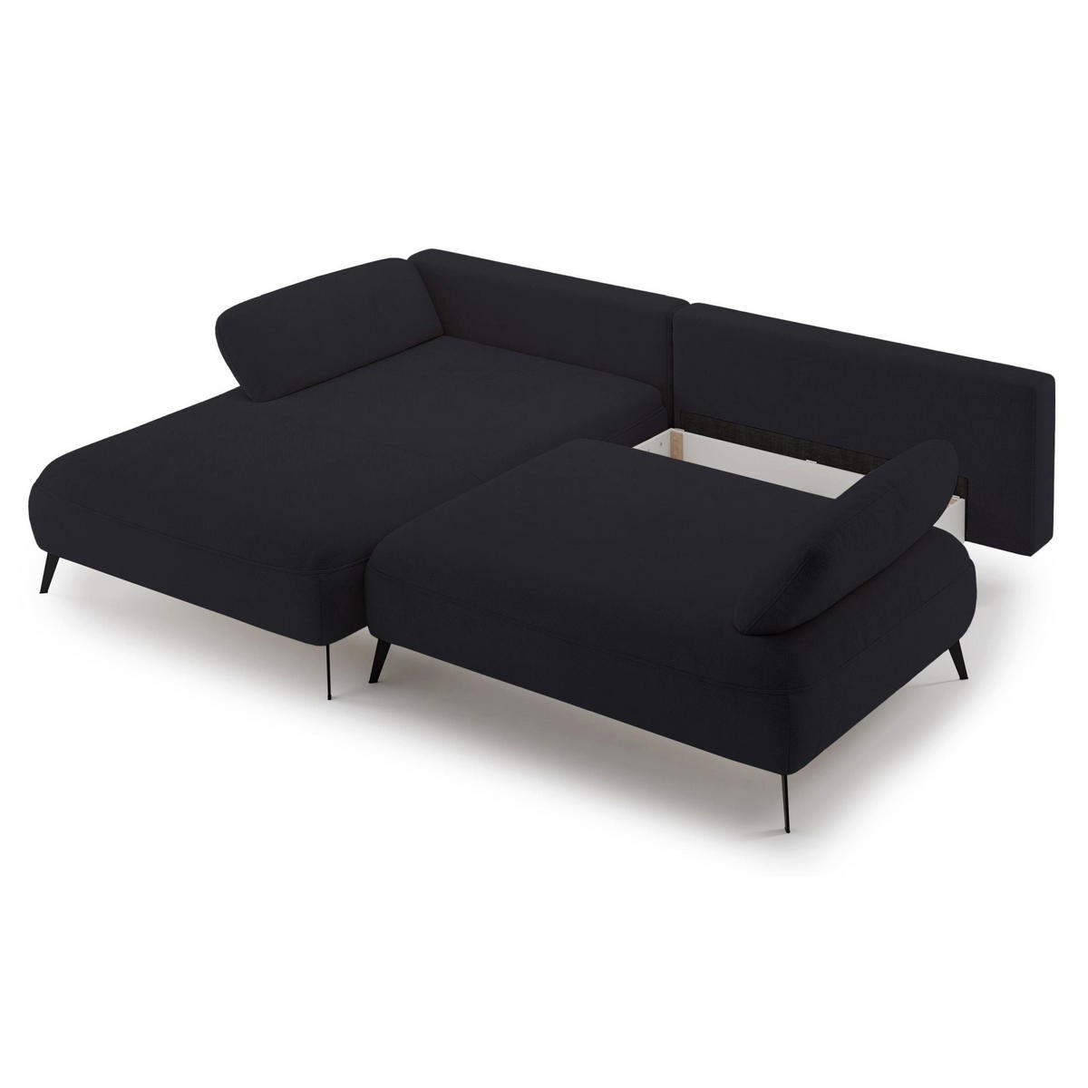 ECKSOFA Avolla Anthrazit links - Schwarz, Textil/Metall (284/186cm) - Selsey