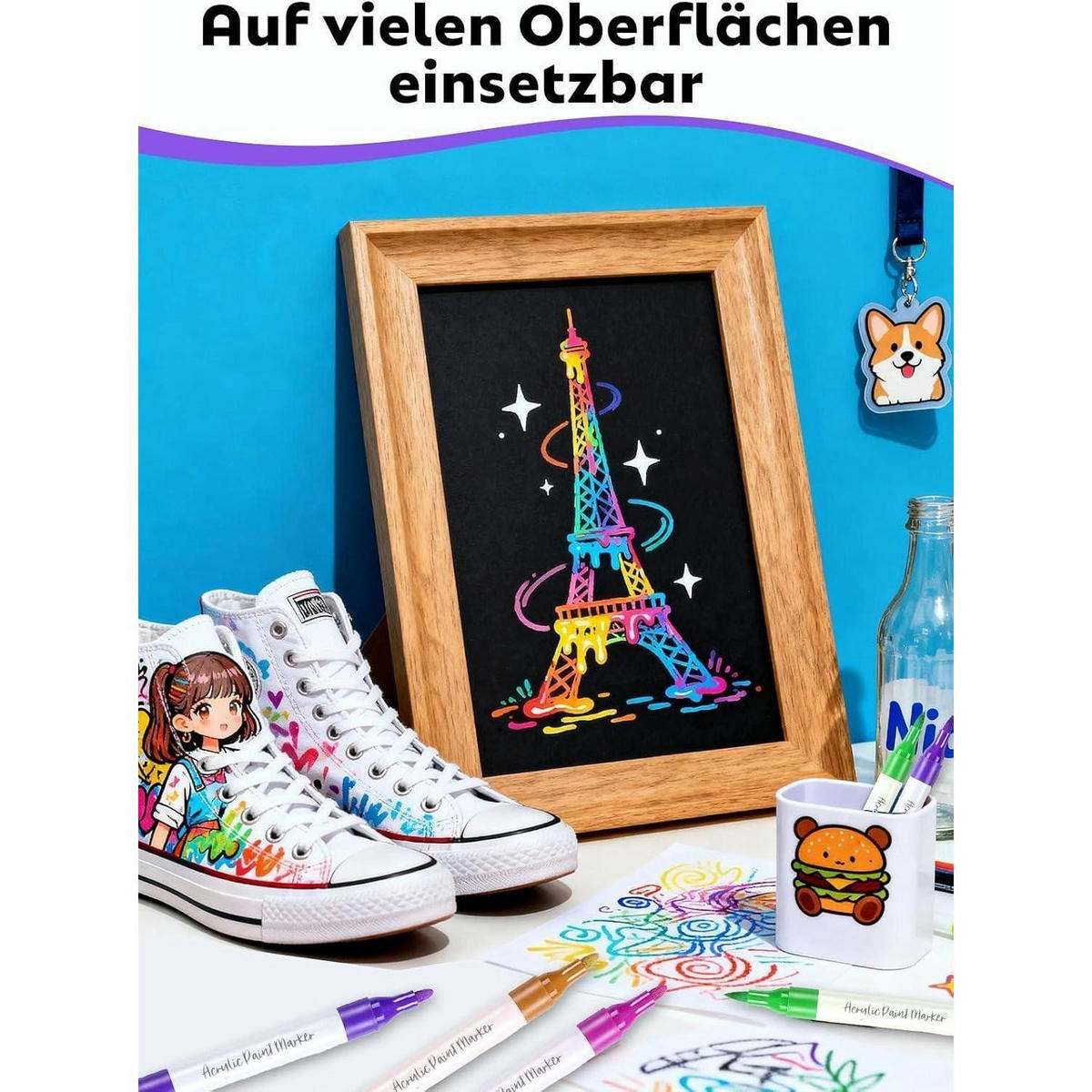 ACRYLSTIFTE Set 120 Farben Doppelspitze - Multicolor, Kunststoff (15.5/15/18cm)