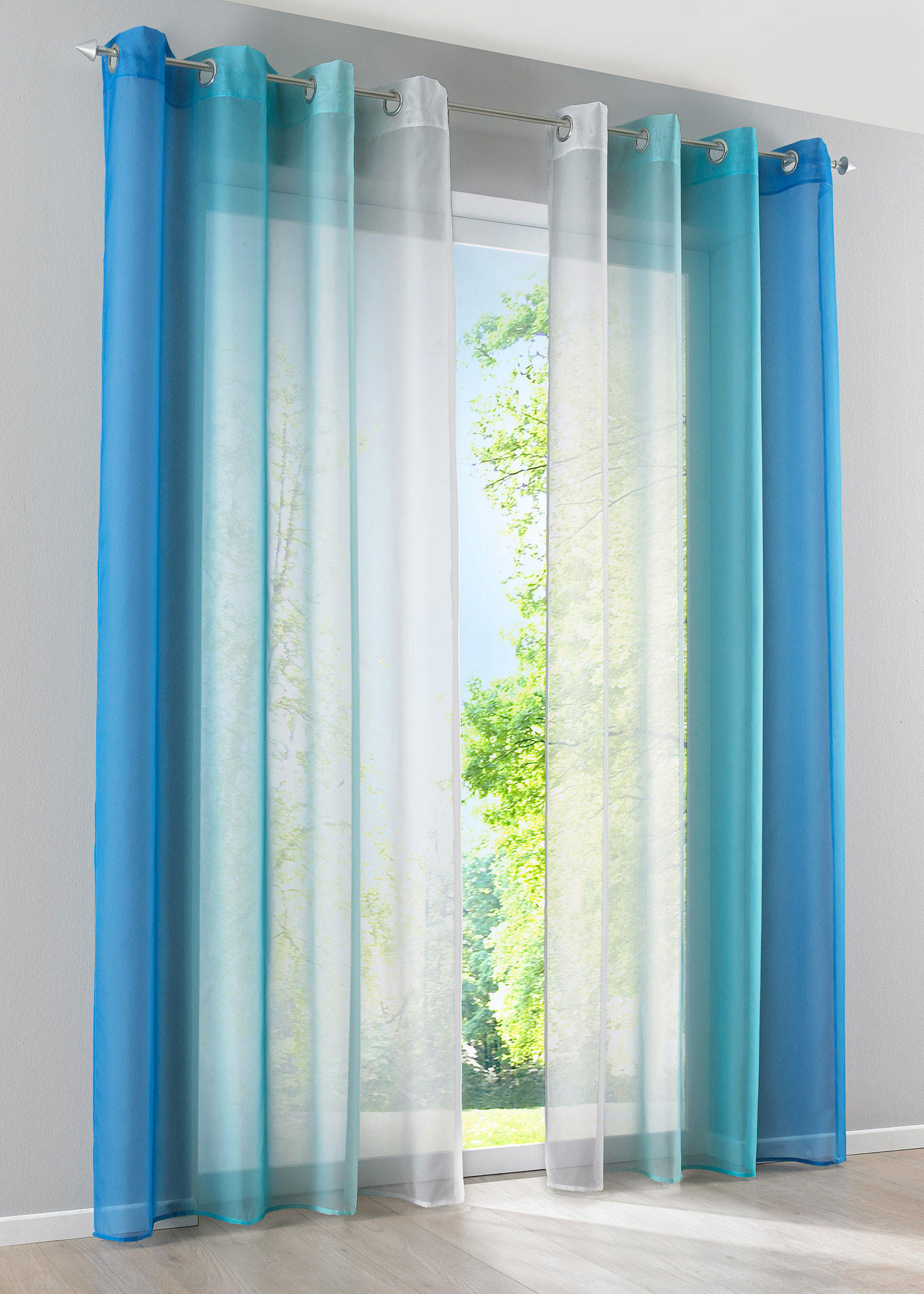 VORHANG 2ER SET »Modena« HxB 175x140 cm Blau - Blau, Textil (140/175cm) - Gardinenbox