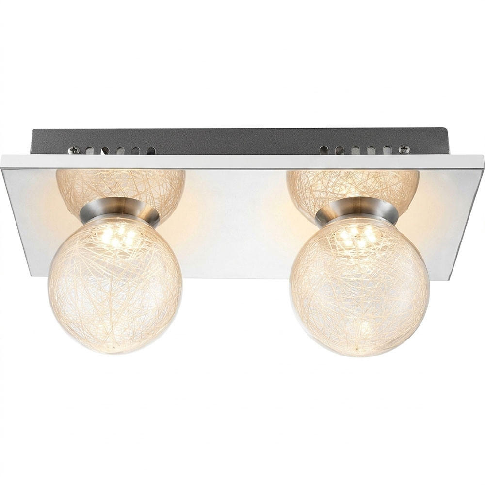 LED DECKENLEUCHTE Chrom Silber Glaskugel - Silberfarben, Glas (30/15/12.5cm) - Globo Lighting