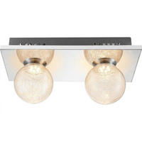 LED DECKENLEUCHTE Chrom Silber Glaskugel - Silberfarben, Glas (30/15/12.5cm) - Globo Lighting