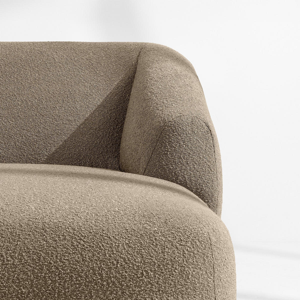 ECKSOFA RECHTS VIRA, Beige, Bouclé - Beige/Schwarz, Holz/Holzwerkstoff (300/160cm) - KONSIMO®