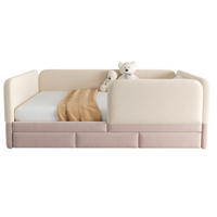 BETT 140/200 cm in Beige/Rosa mit Samtbezug und 3 Schubladen - Beige, Textil (140/200cm) - Flora Grace