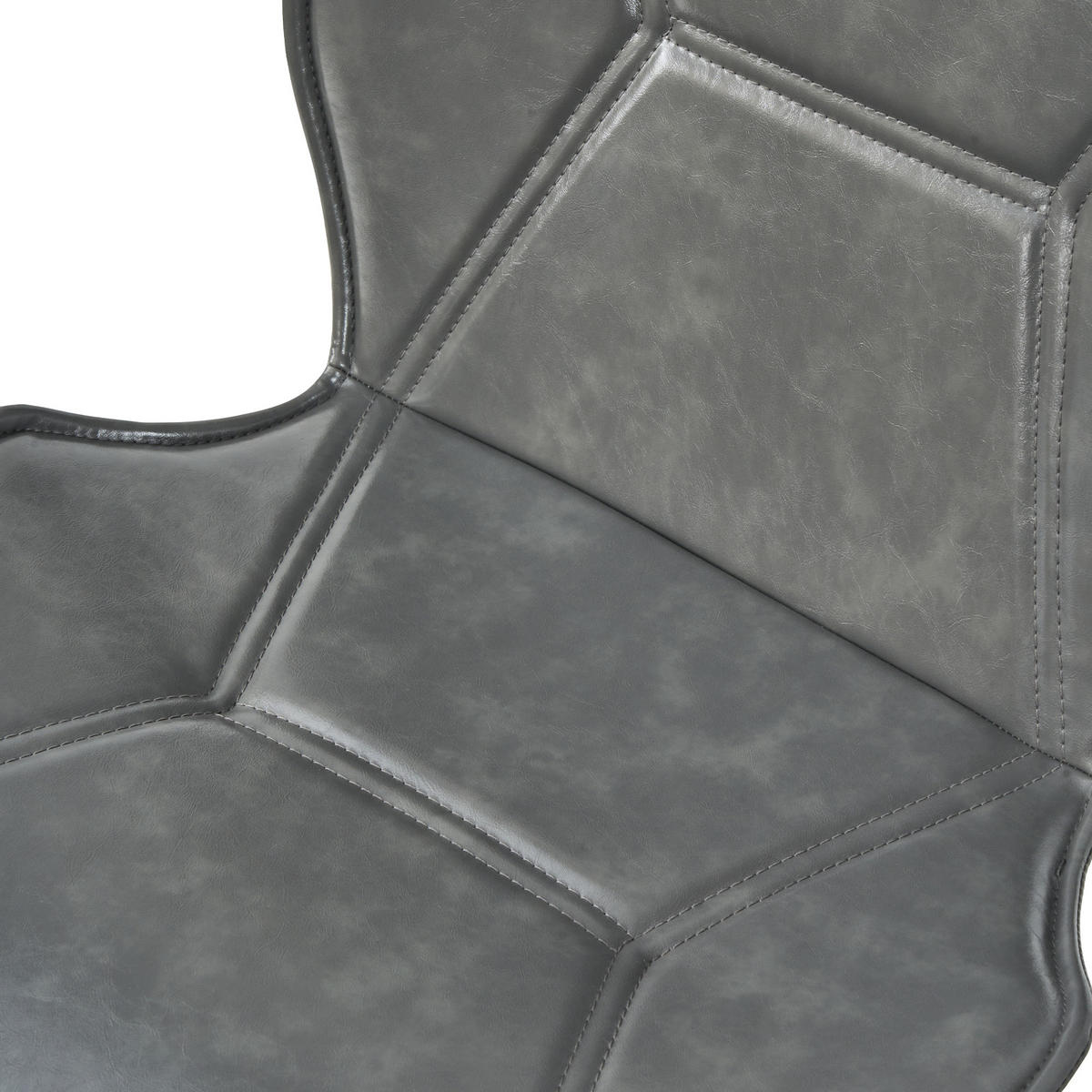 STUHL-SET DE-36851 2 Stück mit Kunstlederbezug Grau - Grau, Metall (47.5/81.5/60cm) - ComfortXL