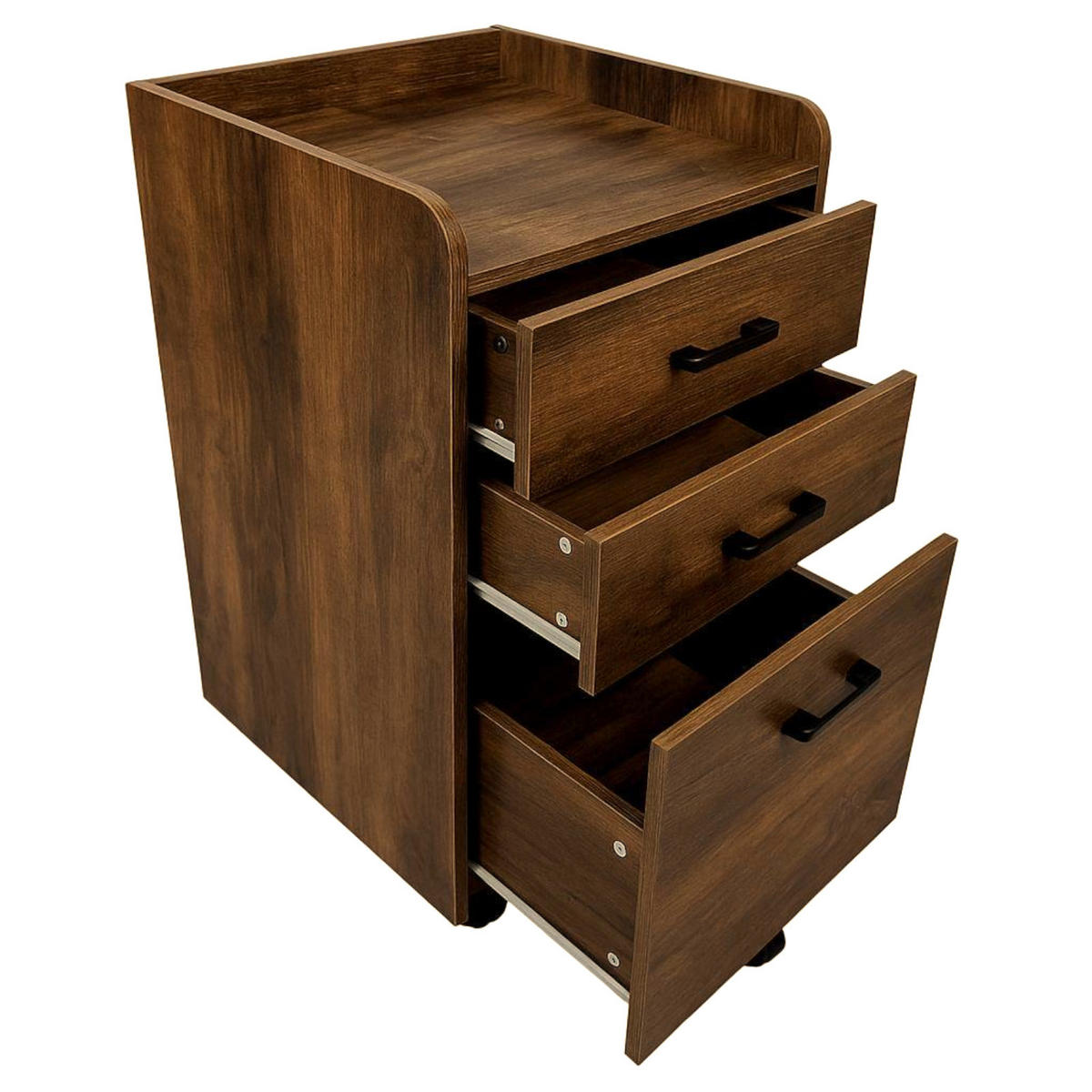 ROLLCONTAINER Holzoptik Dunkelbraun 3 Schubladen 42x40x72 cm - Dunkelbraun, Holzwerkstoff/Metall (42/72/40cm) - Begryf