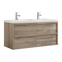 DOPPELWASCHTISCH - 120 cm x 46 cm - Holz, Platte, Harz - Naturfarben Hell - QUADRA - Naturfarben, Holz/Holzwerkstoff (120/55/46cm) - Vente-Unique