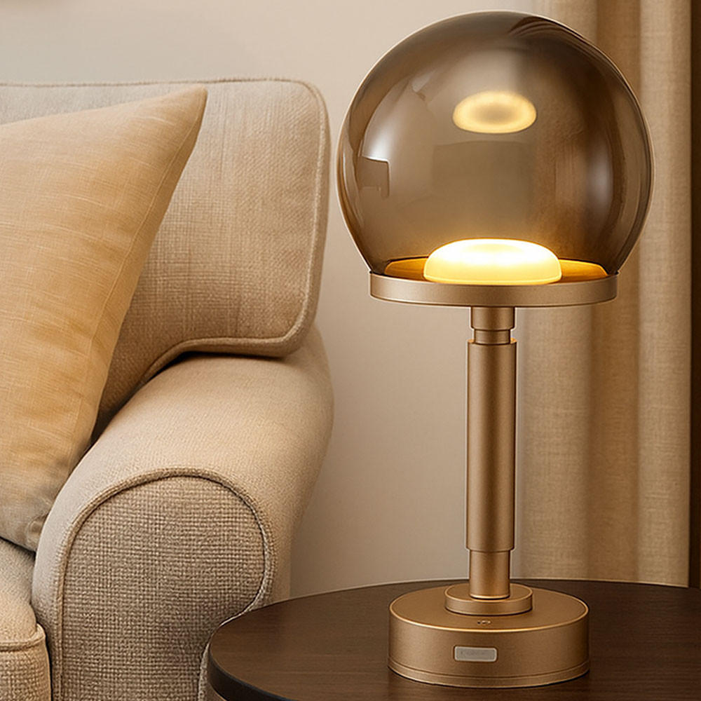 LED TISCHLEUCHTE Haku Champagner - Champagner, Kunststoff (15/15/31.5cm) - Globo Lighting