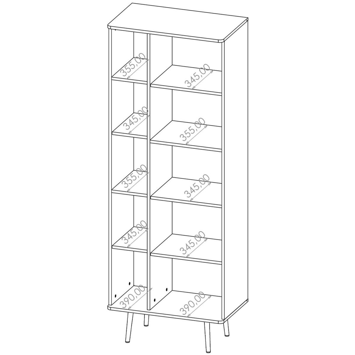 STANDREGAL LANDI,Schwarz/Braun - Schwarz/Braun, Holzwerkstoff (190/70/41cm) - KONSIMO®