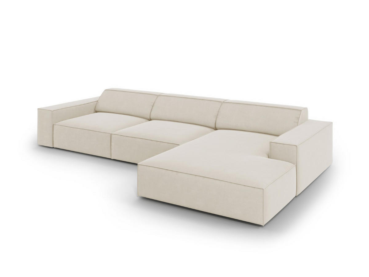 ECKSOFA rechts Jodie aus Samt dunkelbeige 4 Sitzplätze - Mokka, Textil (166/284cm) - Micadoni