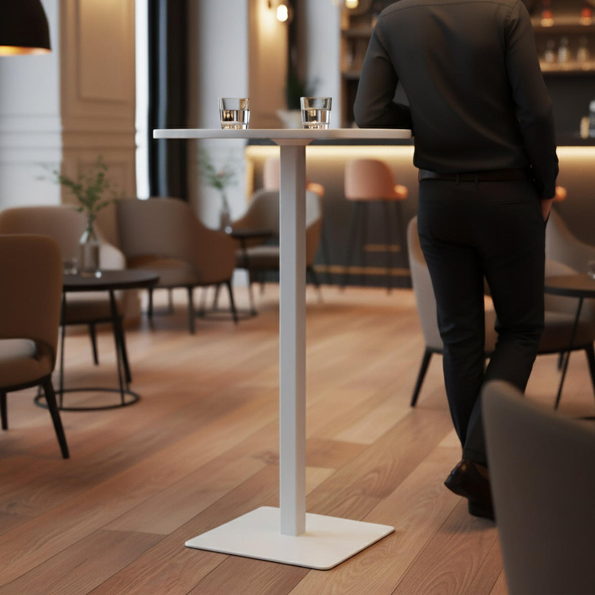 STEHTISCH eckig 60/60/110 cm Holz Weiß/Weiß - Weiß, Holz/Metall (60/60/110cm) - CLP