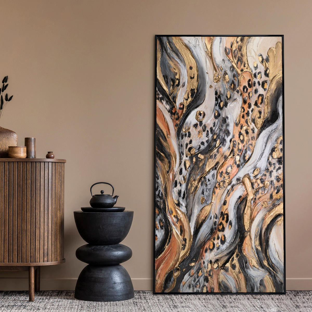 GEMÄLDE Wilde Energie II Schattenfugenrahmen Schwarz 200x100 cm - Schwarz, Holz (200/100cm) - YS-art gallery
