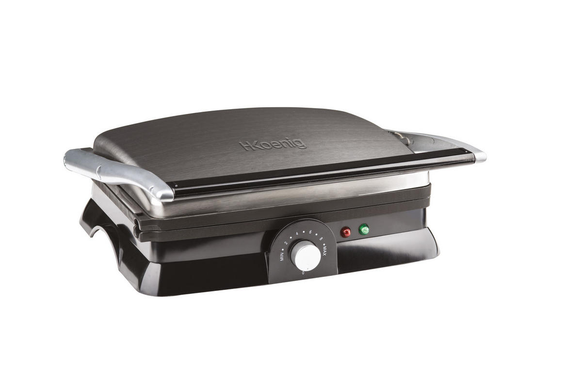 GRILL GR20 Schwarz und Silber, Panini Press - Silberfarben, Metall (15/12.3/33.2cm) - HKoenig
